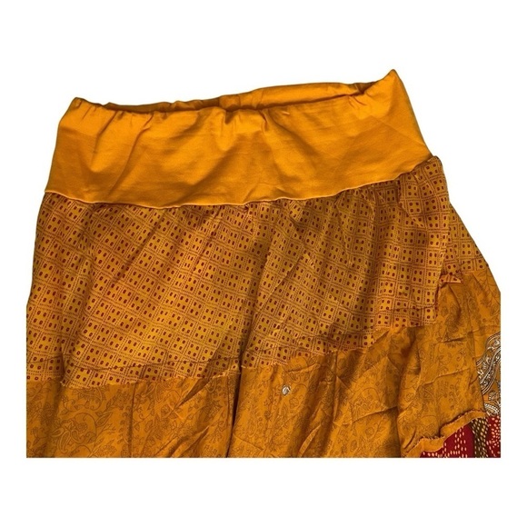 RECYCLED PARADISE SKIRT colors of yellow, red, cream, brown. Size S/M - Picture 6 of 14
